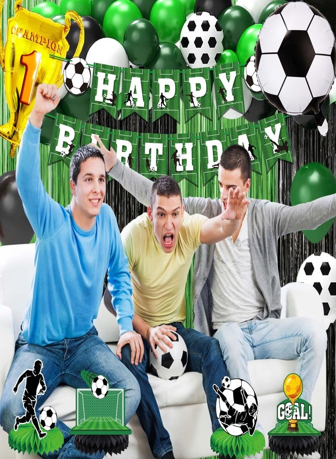 jenlion Soccer birthday Party Decorations, Soccer Birthday Party Supplies Kit, Include Sport Themed Birthday banner, Foil Fringe,Hanging Swirls, Soccer Balloons, Cake&Cupcake Toppers - Image 3